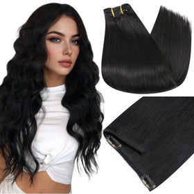 Full Shine Thick Clip-Ins Real Human Hair Extensions front view