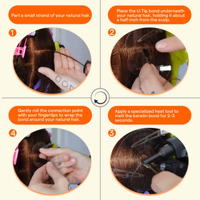 Full Shine U Tip extensions showing strand-by-strand application