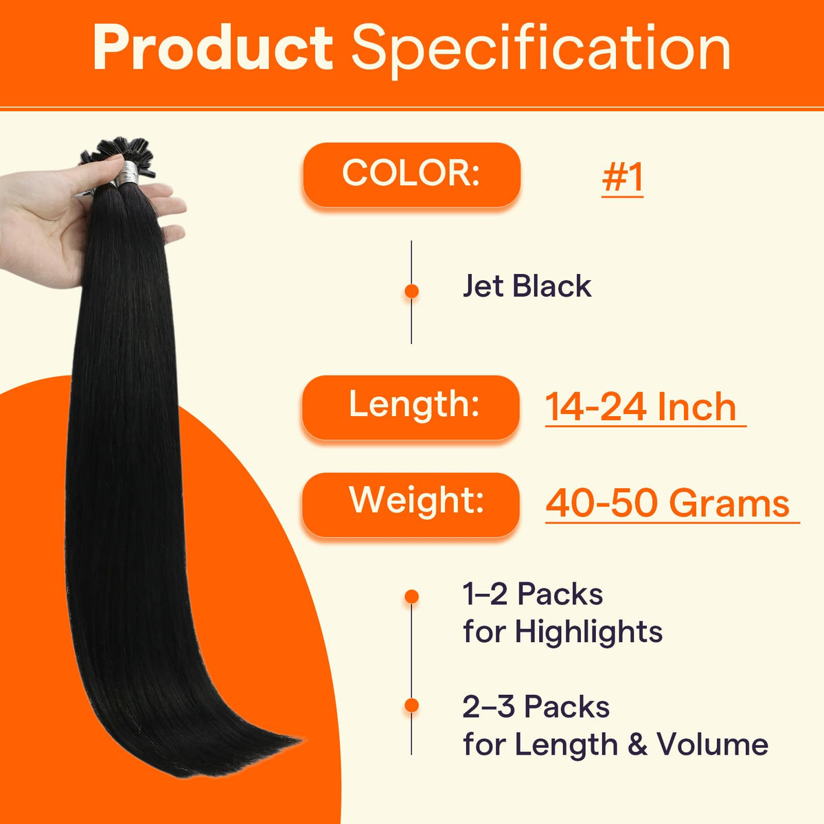 Full Shine U Tip Hair Extensions displayed on a model