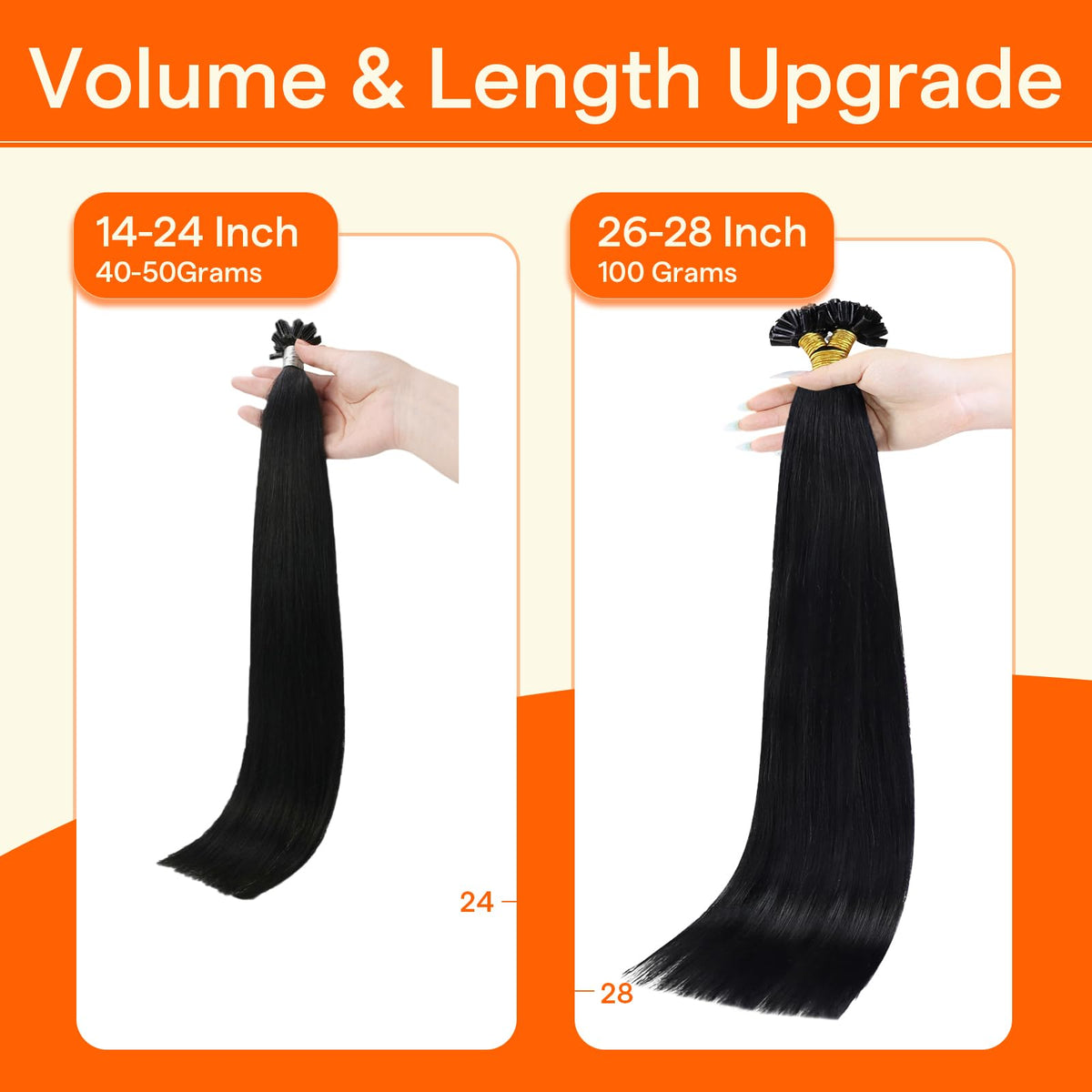 Full Shine U Tip Hair Extensions displayed with natural light