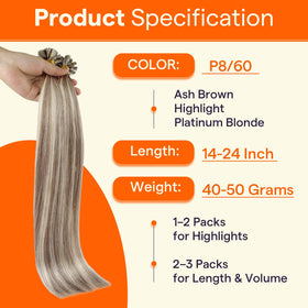 Full Shine U Tip Hair Extensions displayed with styling tools