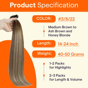 Full Shine U Tip Hair Extensions in packaging