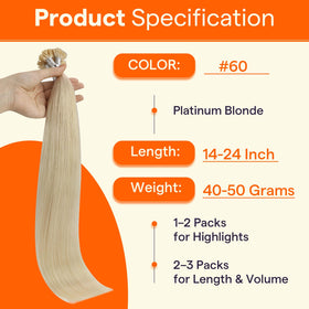 Full Shine U Tip Human Hair Extensions displayed with packaging