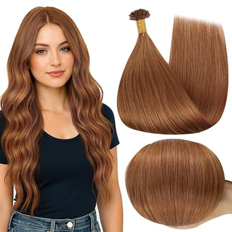 Full Shine U Tip Remy Hair Extensions Ginger front view