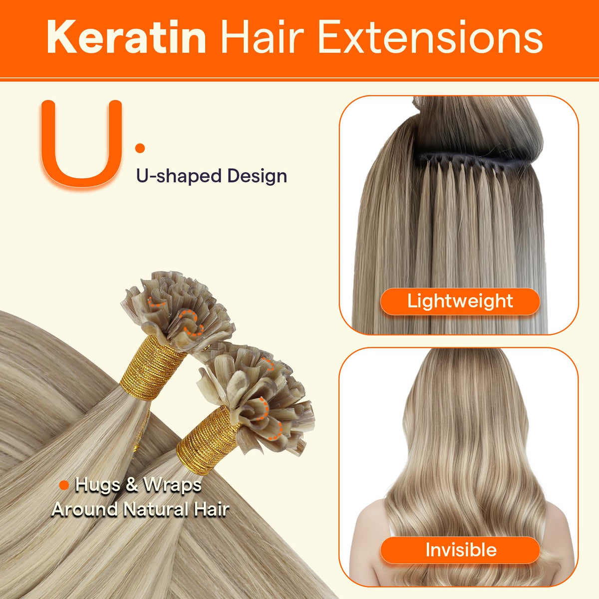 Full Shine U Tip Remy Hair Extensions packaging