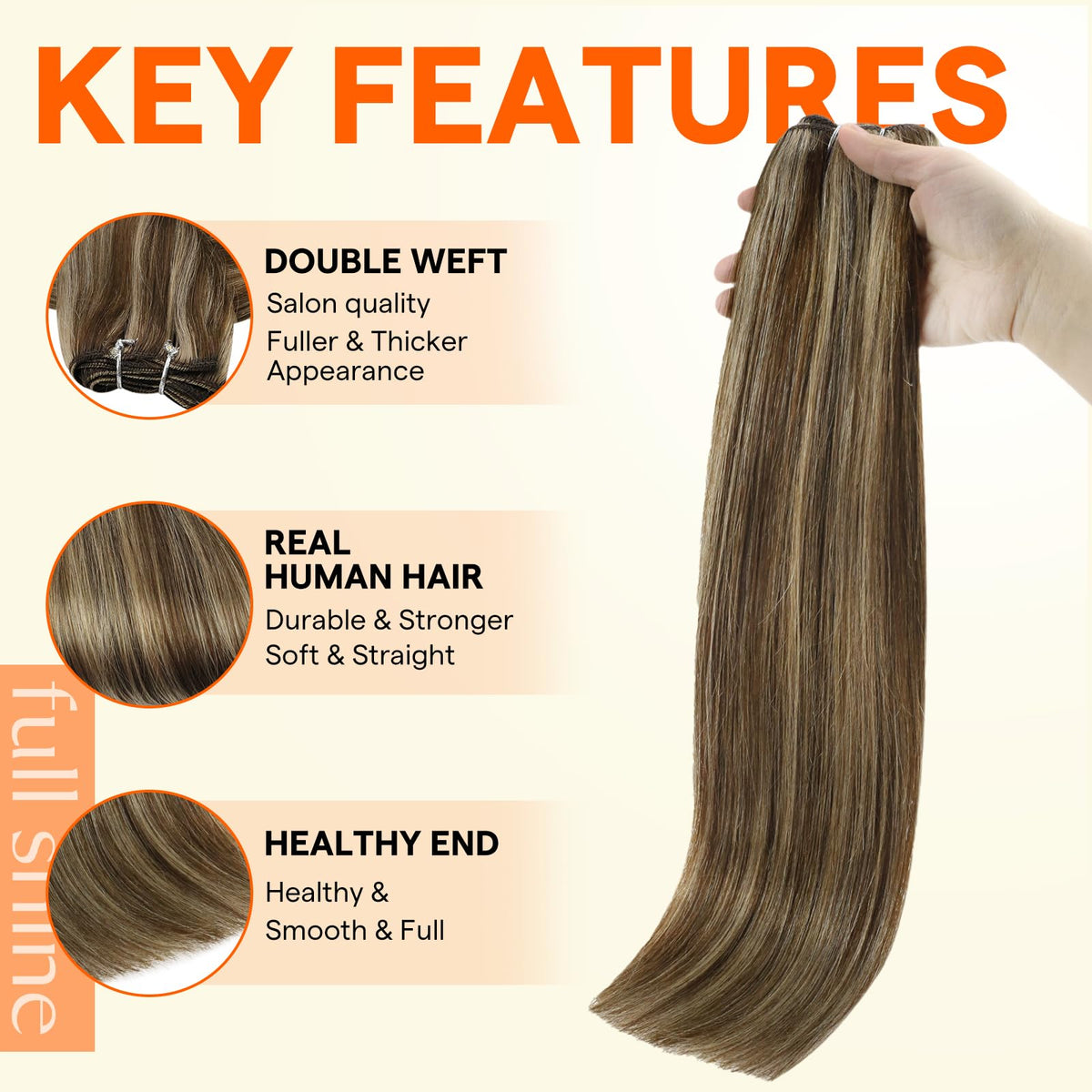 Full Shine weft extensions showing natural texture