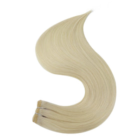 Full Shine Weft Hair Extensions 10 Inch Platinum Blonde close-up of texture