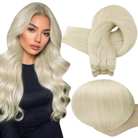Full Shine Weft Hair Extensions 10 Inch Platinum Blonde front view