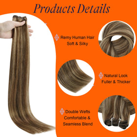 Full Shine Weft Hair Extensions 12 Inch 80g close-up of weft