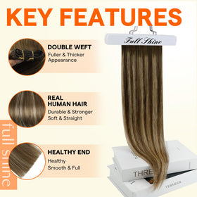 Full Shine Weft Hair Extensions 12 Inch brown back view