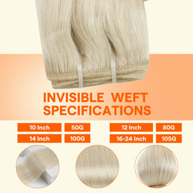 Full Shine Weft Hair Extensions 12 Inch White Blonde close-up