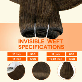 Full Shine Weft Hair Extensions 14 Inch displayed with styling tools