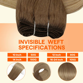 Full Shine Weft Hair Extensions 14 Inch Ombre Blonde packaged