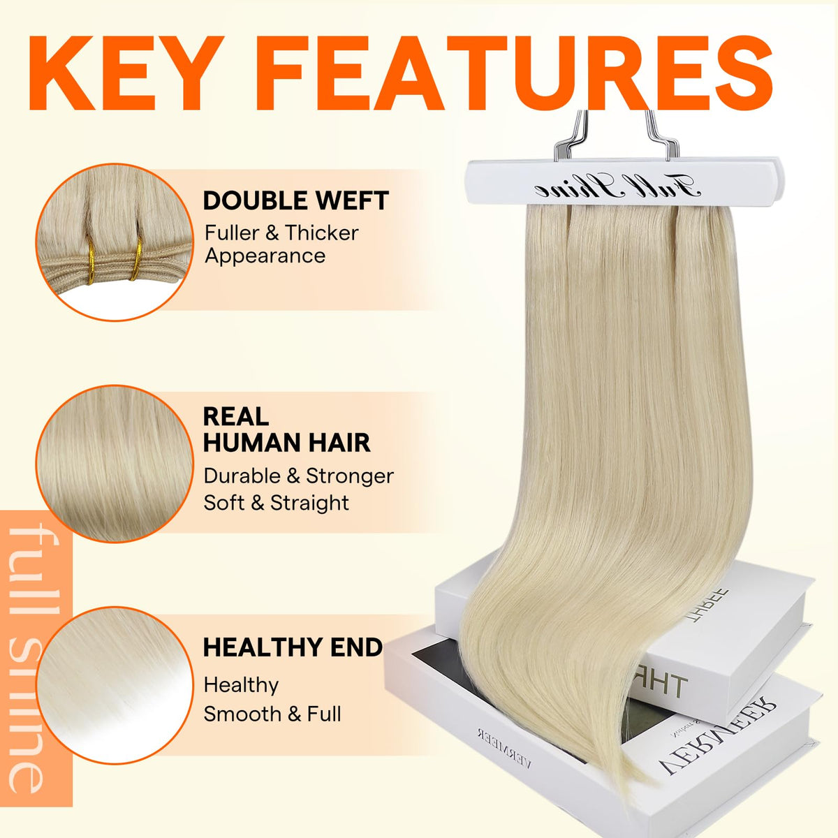 Full Shine Weft Hair Extensions 14 Inch Platinum Blonde packaging