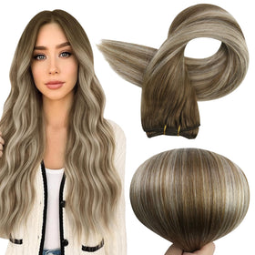 Full Shine Weft Hair Extensions 16In 105G in natural black