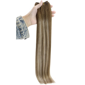 Full Shine Weft Hair Extensions 16In 105G showing double weft construction