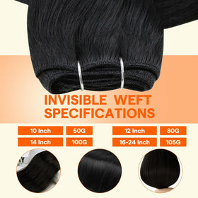 Full Shine Weft Hair Extensions 18 Inch Jet Black packaging
