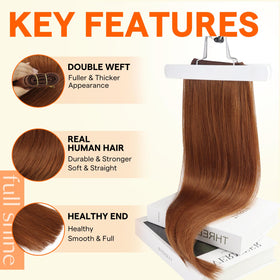 Full Shine Weft Hair Extensions 20 Inch Copper side view