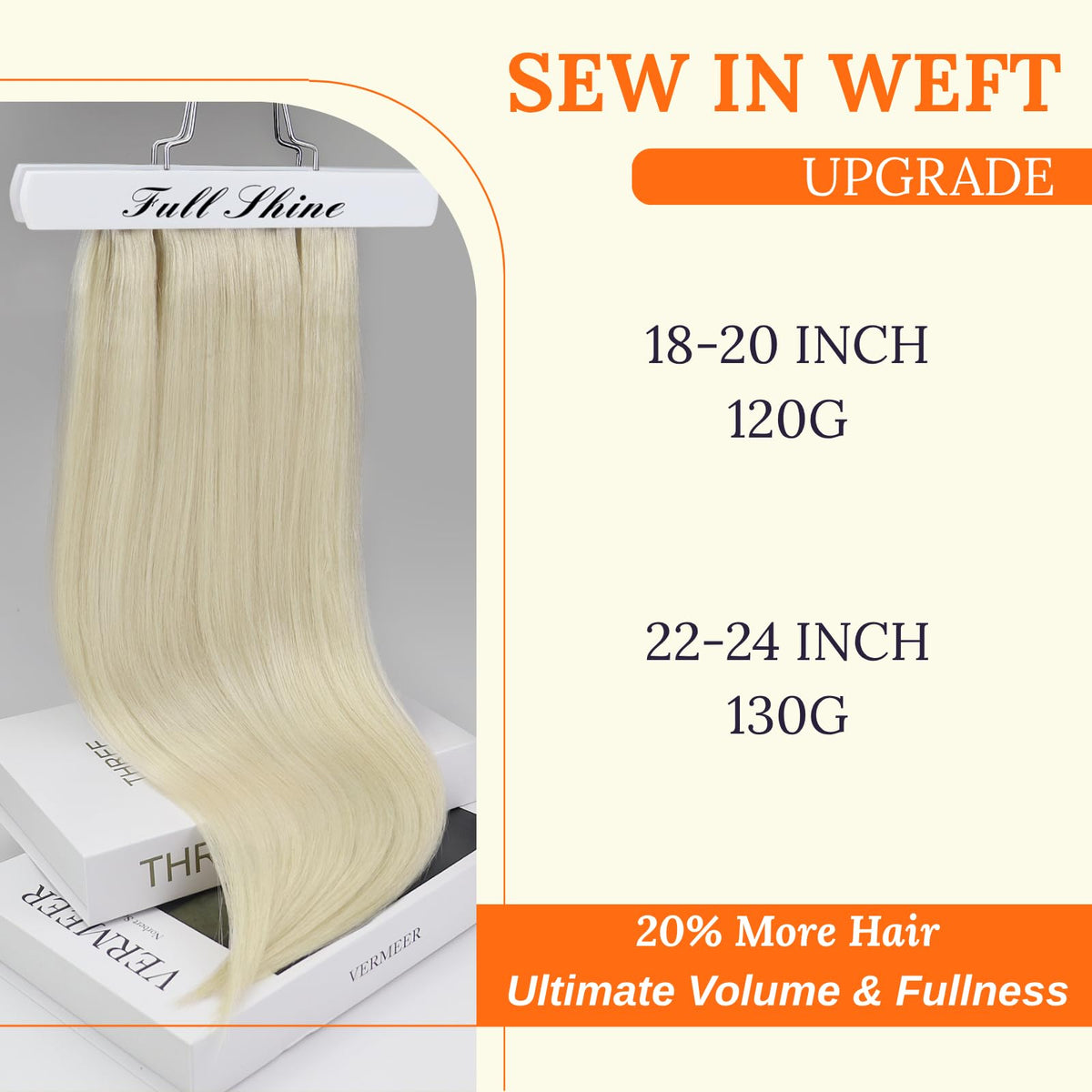 Full Shine Weft Hair Extensions 20 Inch Platinum Blonde back view