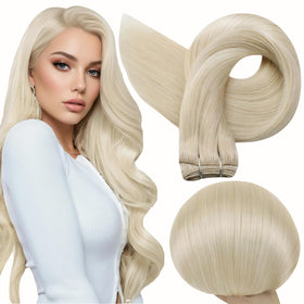 Full Shine Weft Hair Extensions 20 Inch Platinum Blonde front view