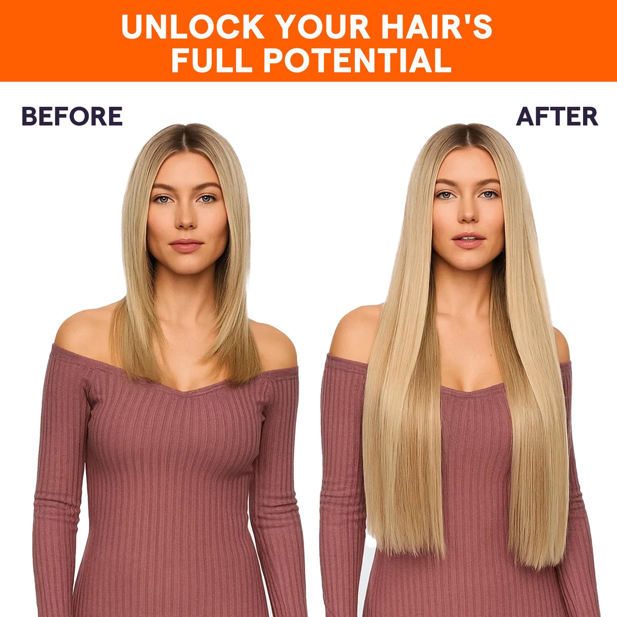 Full Shine Weft Hair Extensions displayed in various lengths