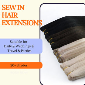 Full Shine Weft Hair Extensions displayed with colour options