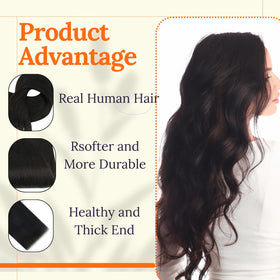Full Shine Weft Hair Extensions displayed with styling tools