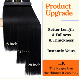 Full Shine Weft Hair Extensions displayed with styling tools