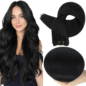 Full Shine Weft Hair Extensions Off Black front view