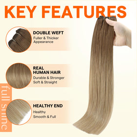 Full Shine Weft Hair Extensions Ombre Brown packaging