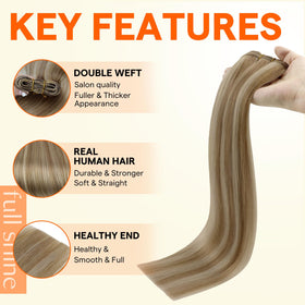 Full Shine Weft Hair Extensions packaging with care instructions
