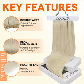 Full Shine Weft Hair Extensions Platinum Blonde 22 inch back view