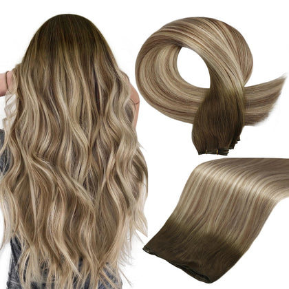 Full Shine Weft Hair Extensions Remy Human Hair 20 Inch front view