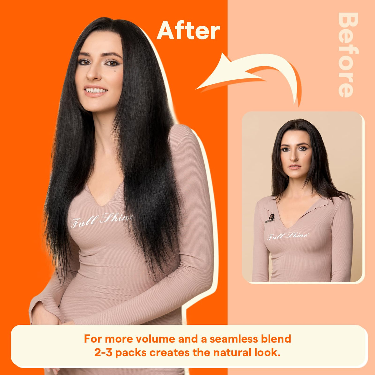Full Shine Weft Hair Extensions showing natural blend