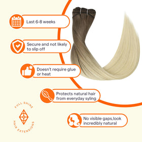 Full Shine Weft Hair Extensions showing natural blending with hair