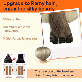 Full Shine Weft Hair Extensions styled in a loose ponytail