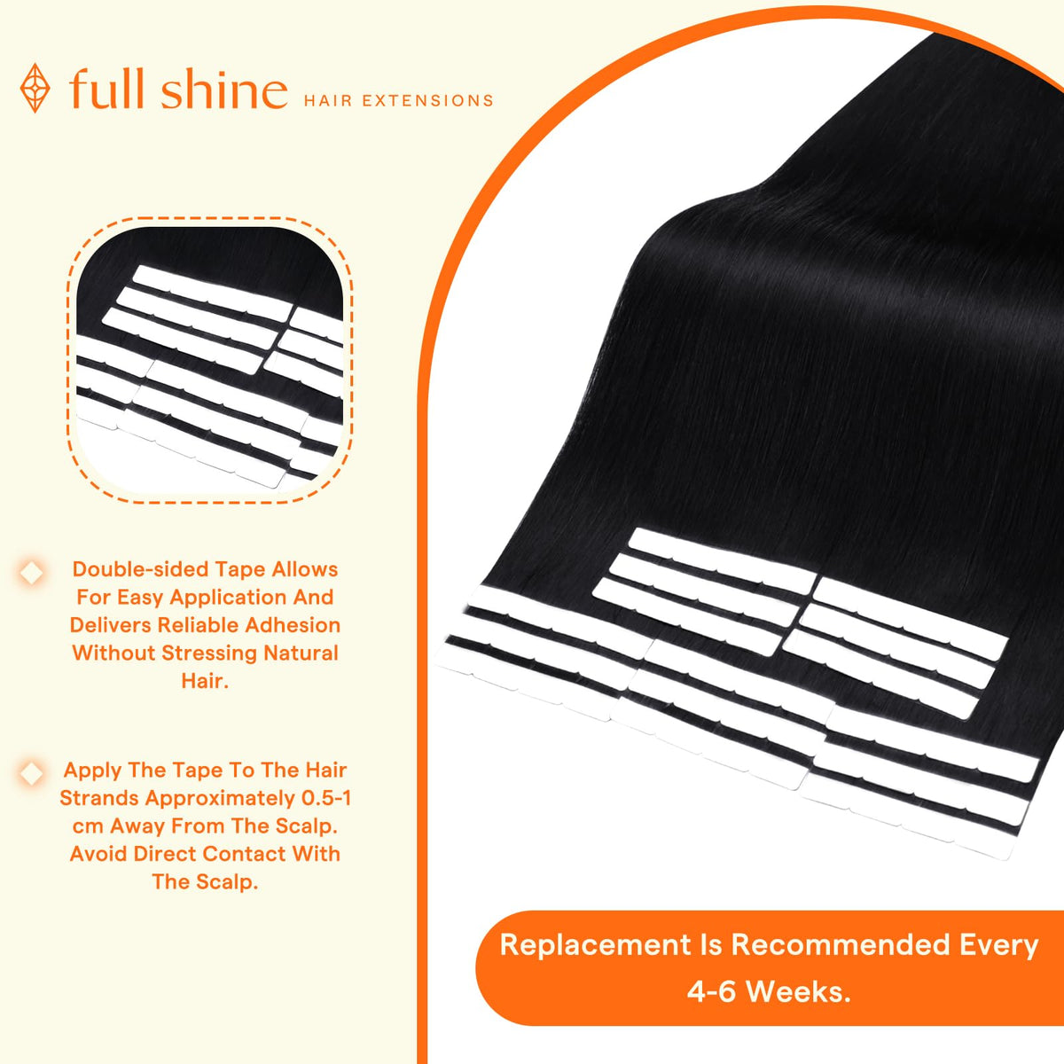 Full Shine Wide Tape in Hair Extensions packaging