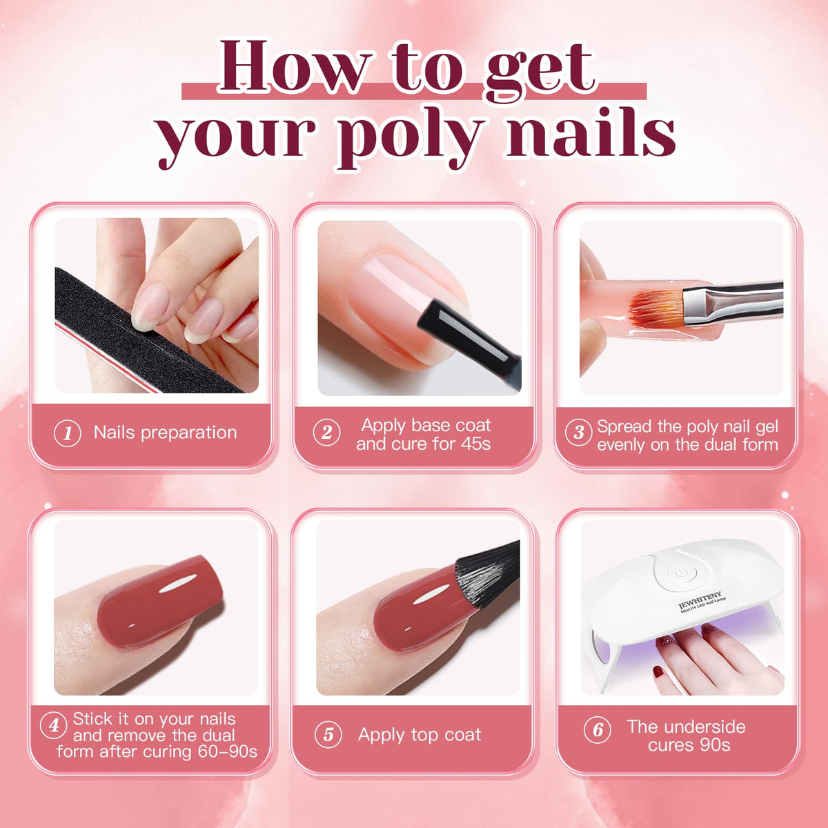 Full view of JEWHITENY Poly Nail Gel Kit packaging