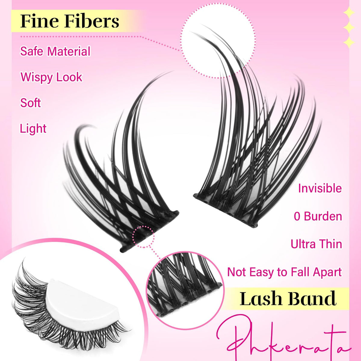 Full view of PHKERATA lash clusters kit packaging