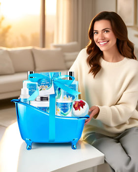 Full view of Saint Roy Spa Gift Basket with all products