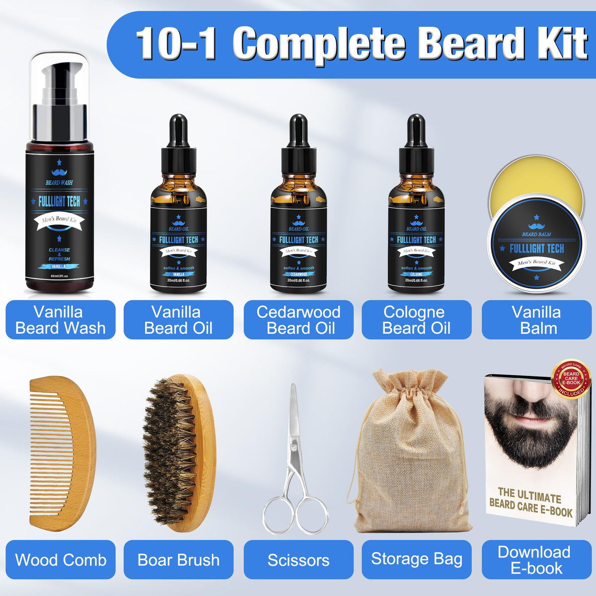 FULLLIGHT TECH Beard Kit beautifully packaged as a gift