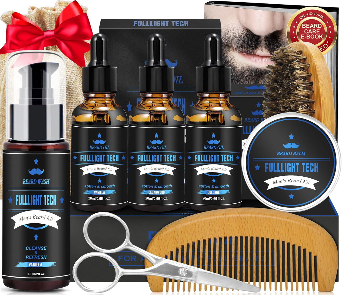 FULLLIGHT TECH Beard Kit including vanilla wash and three oils