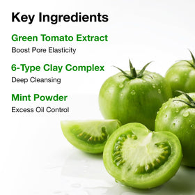 FULLY Green Tomato Pore Clay Mask Cleanser on bathroom counter