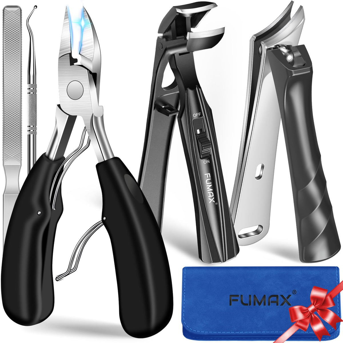 FUMAX Toenail Clippers Set with large clippers and accessories