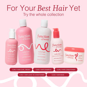 Function of Beauty Curly Hair Shampoo and Conditioner in a bathroom setting