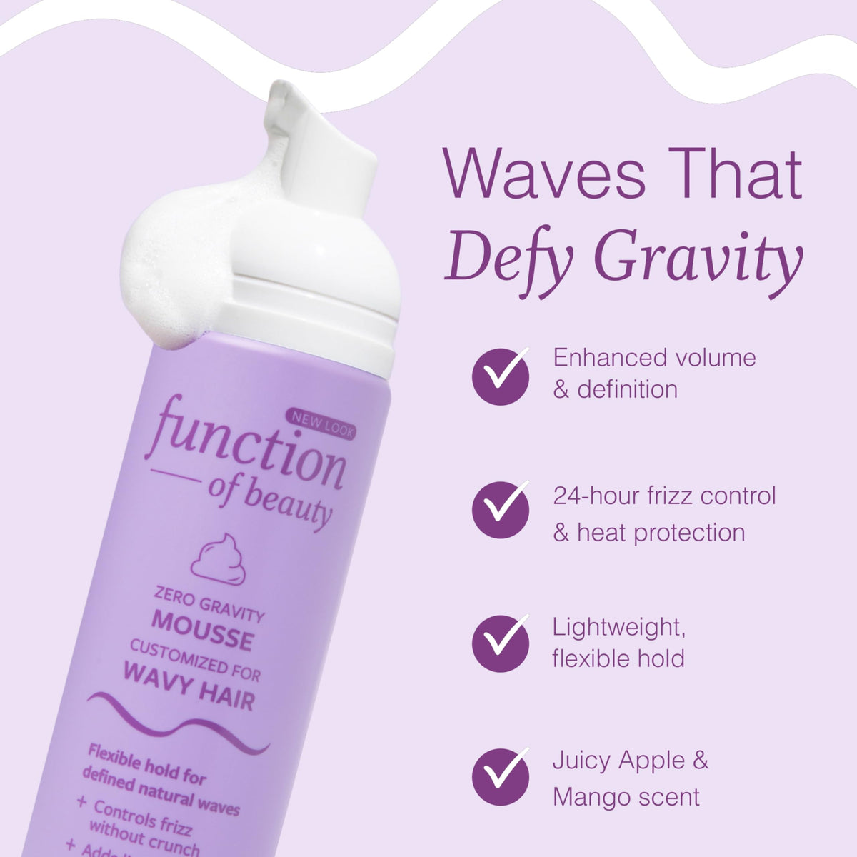 Function of Beauty Wavy Hair Mousse side view showing label