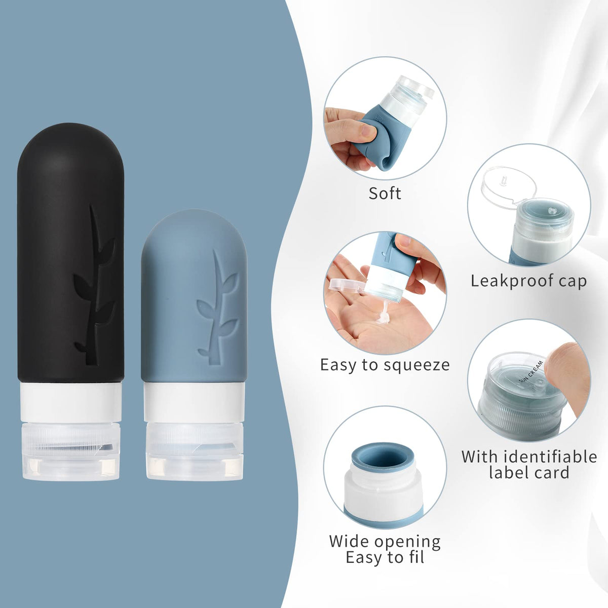 Funnel and spatulas included in the travel bottles set