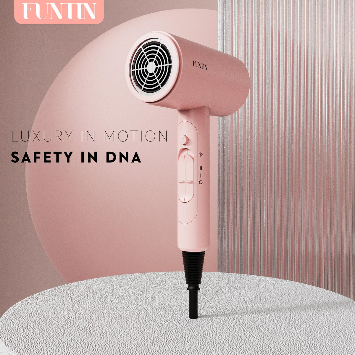FUNTIN Hair Dryer with brush attachment in use