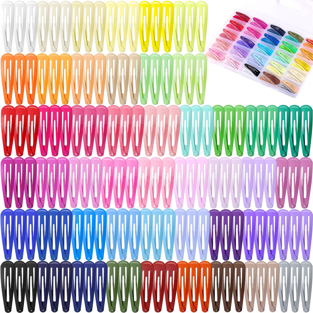 Funtopia 150pcs hair clips set in assorted vibrant colours