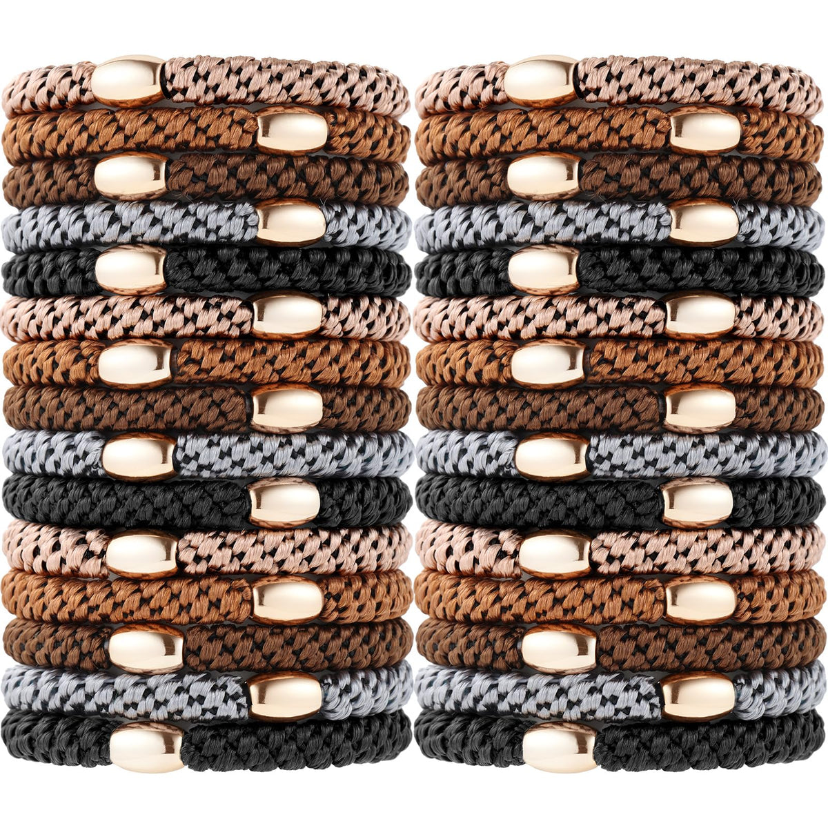 Funtopia Hair Ties 30 Pcs assorted colours with gold bead accent